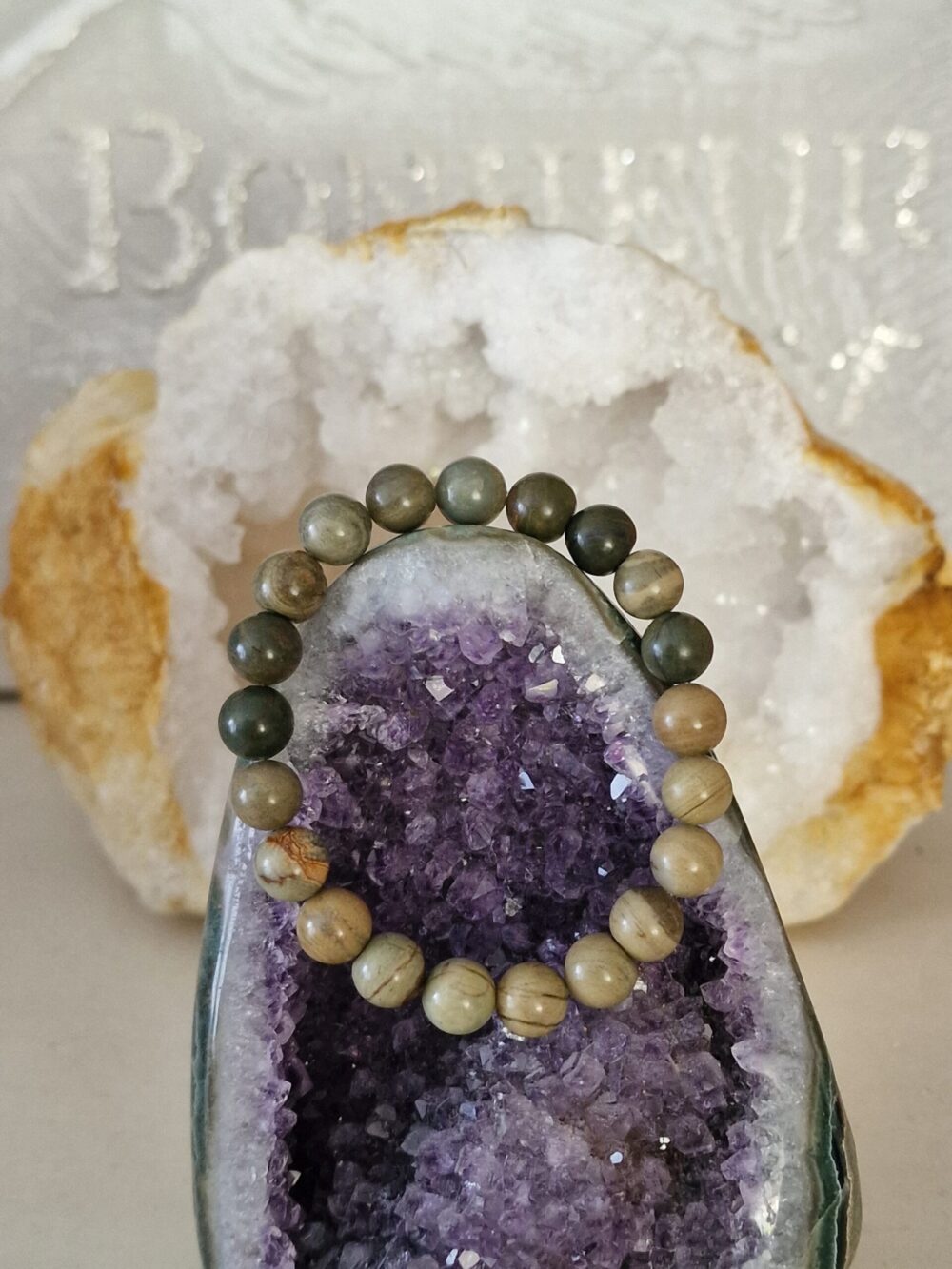 Bracelet Jaspe feuille d'argent