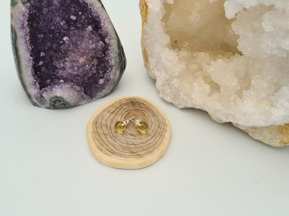 Boucles D'Oreilles Ambre Baltique Jaune transparent